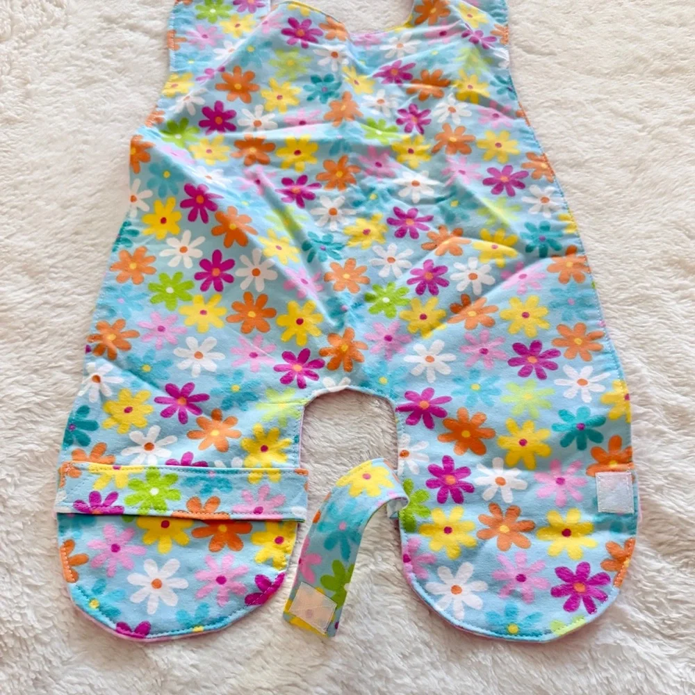 Flannel Double Sided Long Line Bibs Set of 2 Floral Stars Polka Dot Prints